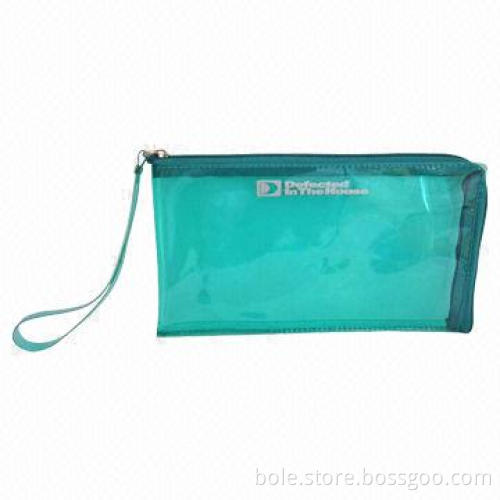 PVC Wrist Cosmetic Bag, Zipper Closure, Suitable for Promotional Gifts
